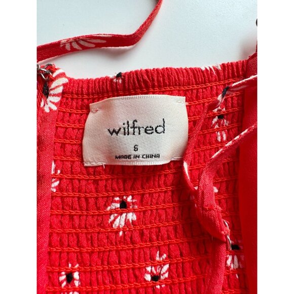 Aritzia WILFRED 90's Classic Red Floral Crepe Square Neck Mini Dress, Size 6 - Picture 7 of 13